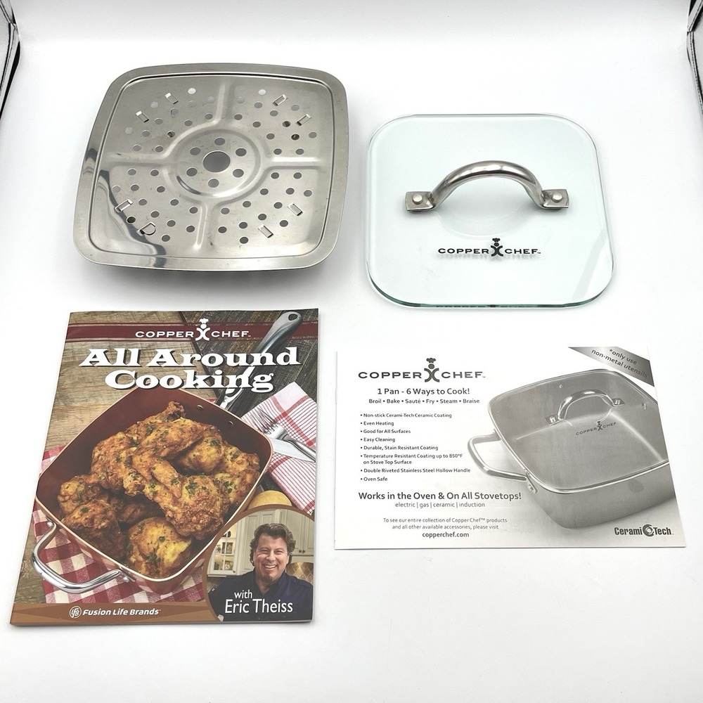Copper Chef‎ Hamburger Press Steam Plate Glass Lid Recipe Book Instructions Set